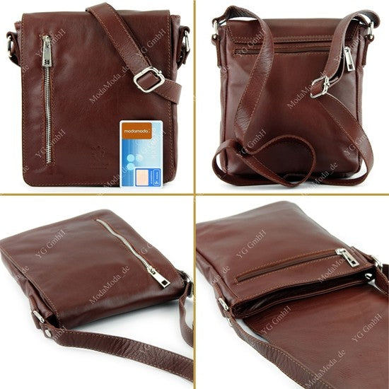 modamoda de - T116 - Ital. Messengertasche aus Nappaleder