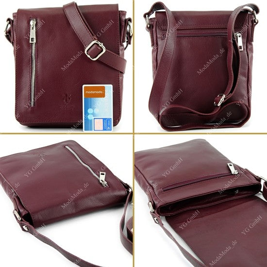 modamoda de - T116 - Ital. Messengertasche aus Nappaleder