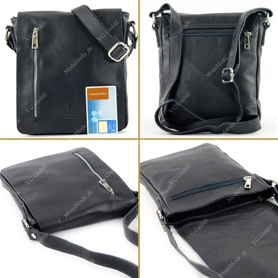 modamoda de - T116 - Ital. Messengertasche aus Nappaleder