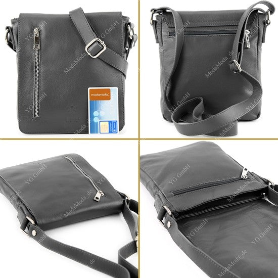 modamoda de - T116 - Ital. Messengertasche aus Nappaleder