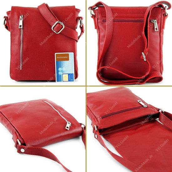 modamoda de - T116 - Ital. Messengertasche aus Nappaleder