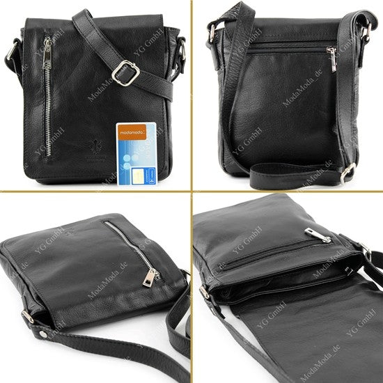 modamoda de - T116 - Ital. Messengertasche aus Nappaleder