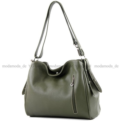 modamoda de T119 / T220 Damen Leder Schultertasche Umhängetasche 2 Größen handmade in Italy