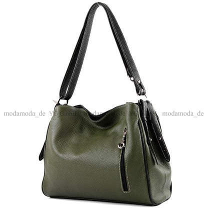 modamoda de T119 / T220 Damen Leder Schultertasche Umhängetasche 2 Größen handmade in Italy