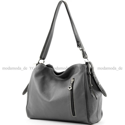 modamoda de T119 / T220 Damen Leder Schultertasche Umhängetasche 2 Größen handmade in Italy