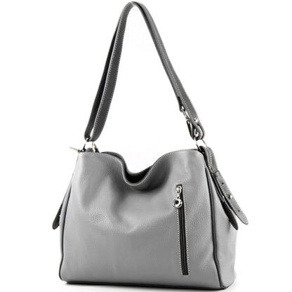 modamoda de T119 / T220 Damen Leder Schultertasche Umhängetasche 2 Größen handmade in Italy