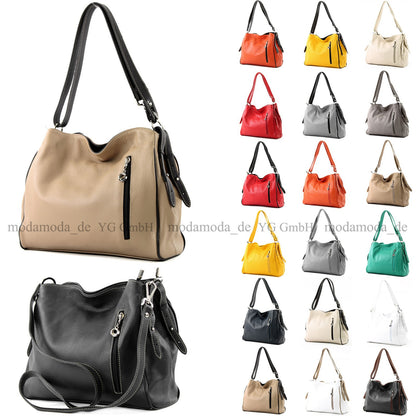 modamoda de T119 / T220 Damen Leder Schultertasche Umhängetasche 2 Größen handmade in Italy