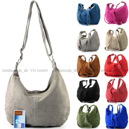modamoda de - T123 - ital Umhängetasche Schultertasche Wildleder