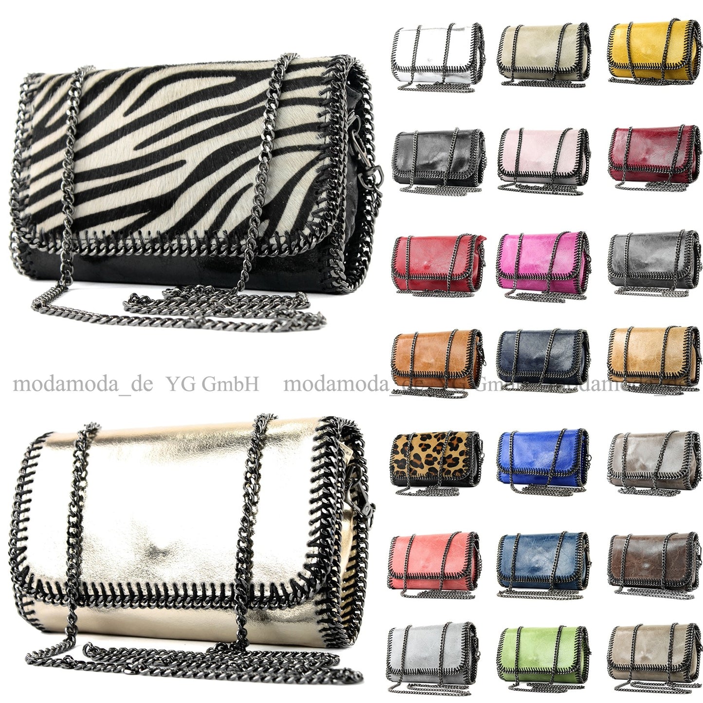 modamoda de - T124 - ital. Clutch Pochette Unterarmtasche Abendtasche Leder