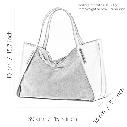 modamoda de - T126 -  ital. Shopper Tragetasche Leder/Wildleder