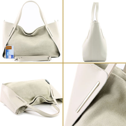 modamoda de - T126 -  ital. Shopper Tragetasche Leder/Wildleder