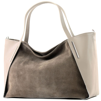 modamoda de - T126 -  ital. Shopper Tragetasche Leder/Wildleder