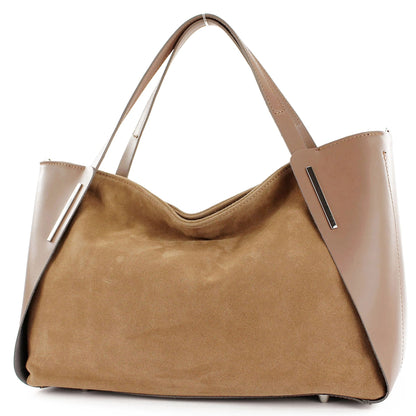 modamoda de - T126 -  ital. Shopper Tragetasche Leder/Wildleder
