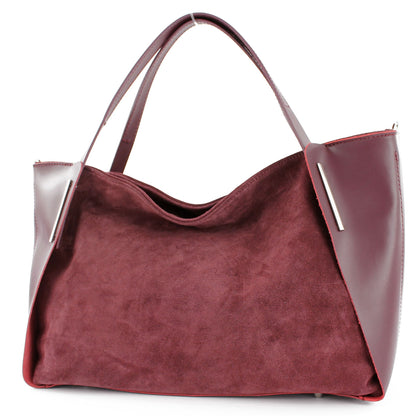 modamoda de - T126 -  ital. Shopper Tragetasche Leder/Wildleder