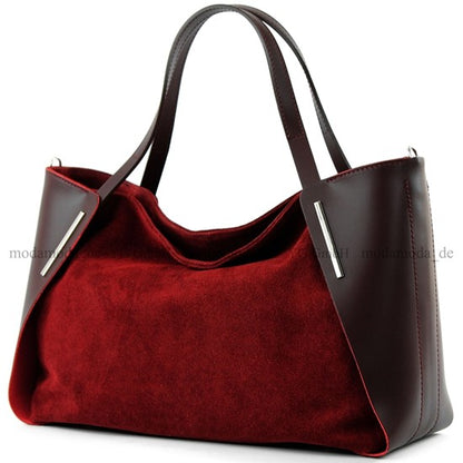 modamoda de - T126 -  ital. Shopper Tragetasche Leder/Wildleder