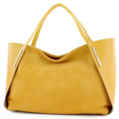 modamoda de - T126 -  ital. Shopper Tragetasche Leder/Wildleder