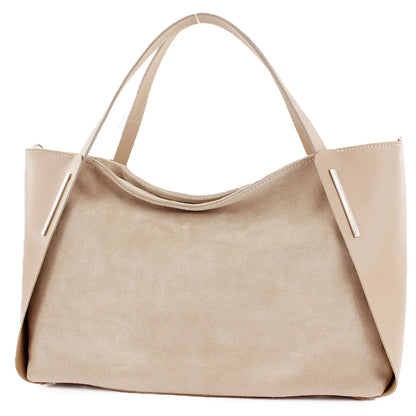modamoda de - T126 -  ital. Shopper Tragetasche Leder/Wildleder