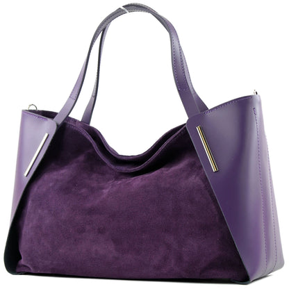 modamoda de - T126 -  ital. Shopper Tragetasche Leder/Wildleder