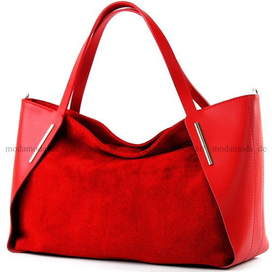 modamoda de - T126 -  ital. Shopper Tragetasche Leder/Wildleder