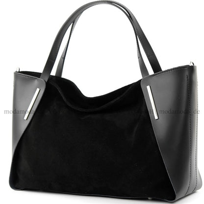 modamoda de - T126 -  ital. Shopper Tragetasche Leder/Wildleder