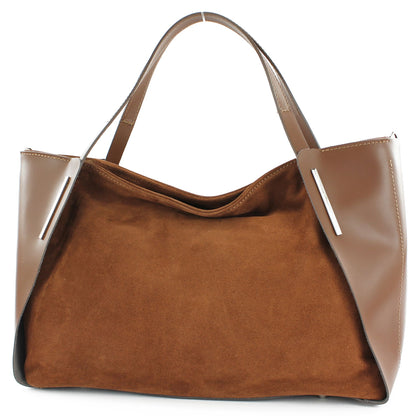 modamoda de - T126 -  ital. Shopper Tragetasche Leder/Wildleder