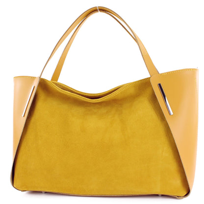 modamoda de - T126 -  ital. Shopper Tragetasche Leder/Wildleder