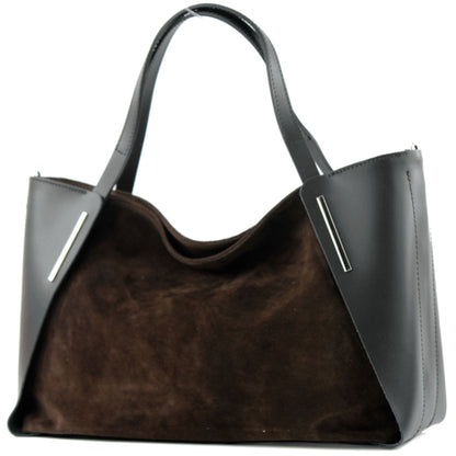 modamoda de - T126 -  ital. Shopper Tragetasche Leder/Wildleder