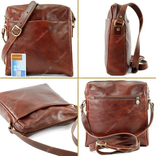 modamoda de - T127 -  ital Messengertasche Unisex aus Leder