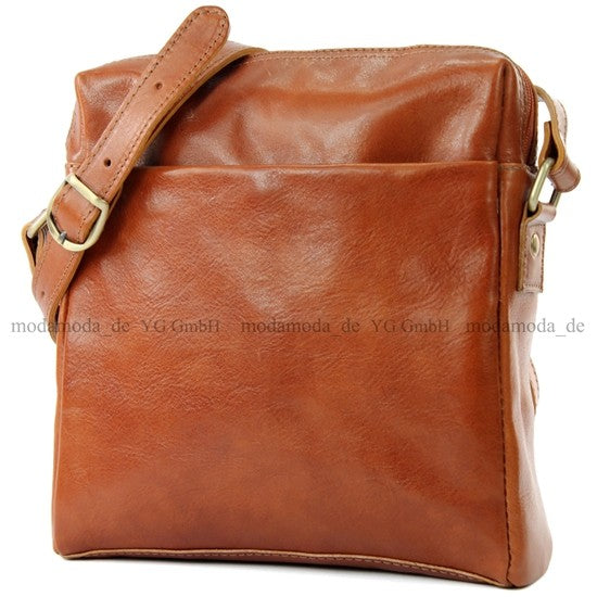 modamoda de - T127 -  ital Messengertasche Unisex aus Leder
