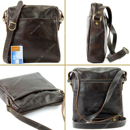 modamoda de - T127 -  ital Messengertasche Unisex aus Leder