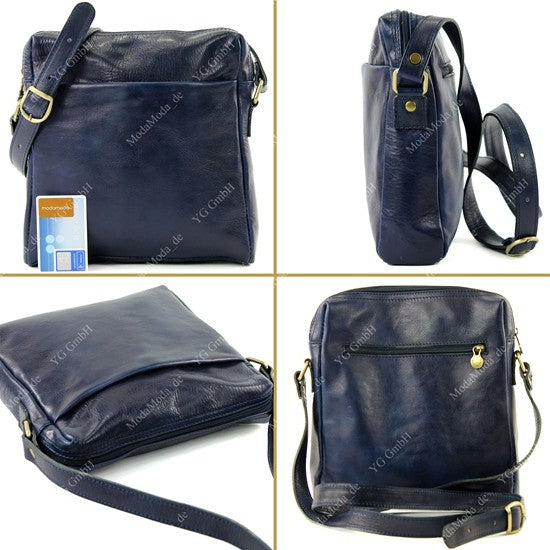 modamoda de - T127 -  ital Messengertasche Unisex aus Leder
