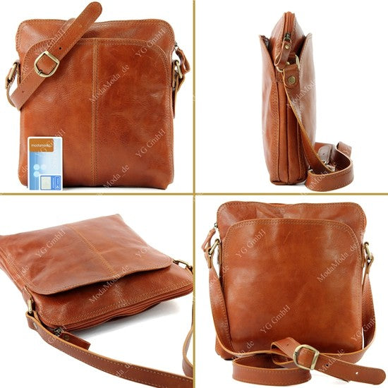 modamoda de - T127 -  ital Messengertasche Unisex aus Leder