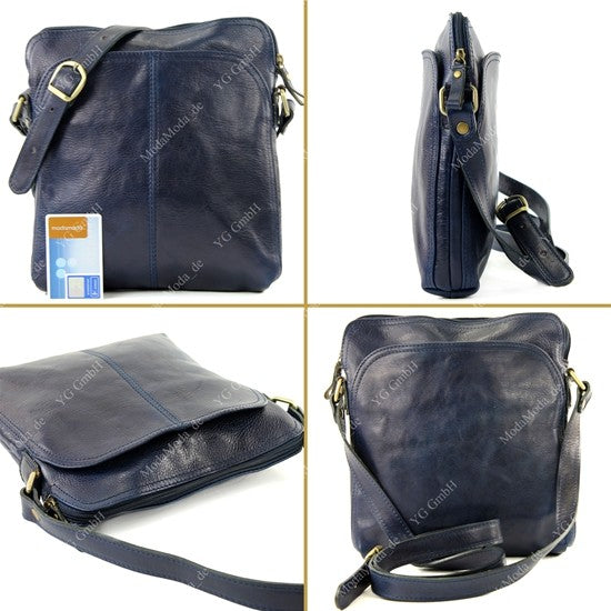 modamoda de - T127 -  ital Messengertasche Unisex aus Leder