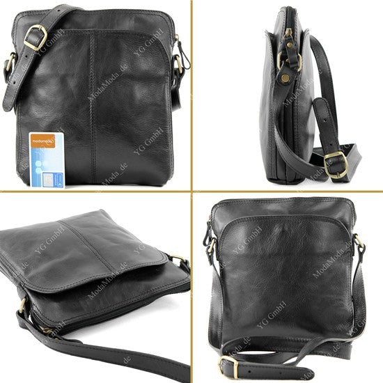 modamoda de - T127 -  ital Messengertasche Unisex aus Leder