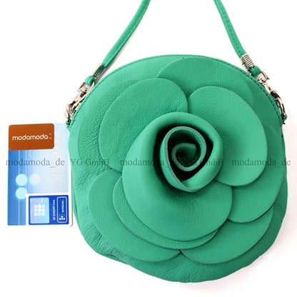 modamoda T128 ital. Citytasche Umhängetasche Blütenform Mini