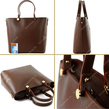 modamoda de - T132 -  ital Damentasche Shopper aus Echtleder