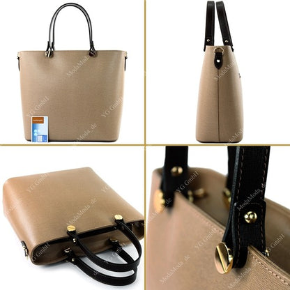 modamoda de - T132 -  ital Damentasche Shopper aus Echtleder