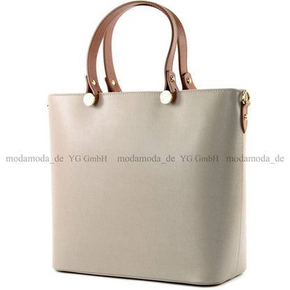 modamoda de - T132 -  ital Damentasche Shopper aus Echtleder