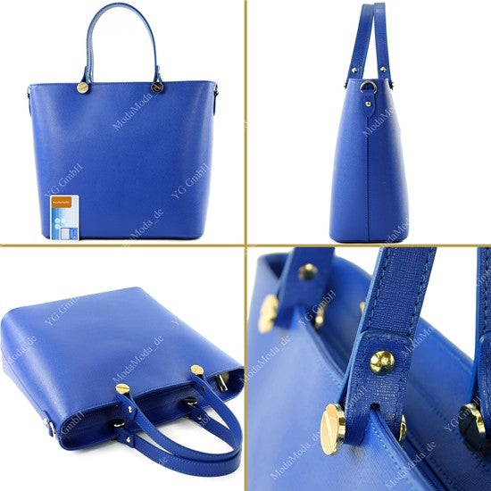modamoda de - T132 -  ital Damentasche Shopper aus Echtleder