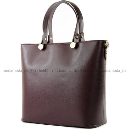 modamoda de - T132 -  ital Damentasche Shopper aus Echtleder