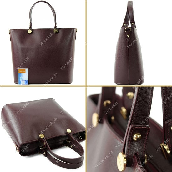 modamoda de - T132 -  ital Damentasche Shopper aus Echtleder