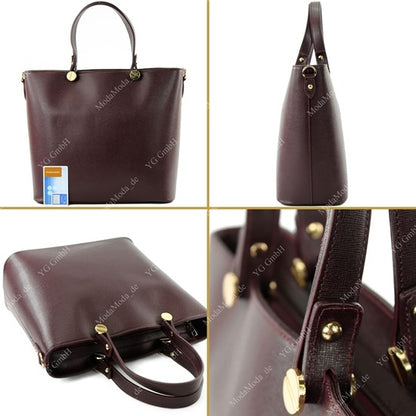 modamoda de - T132 -  ital Damentasche Shopper aus Echtleder