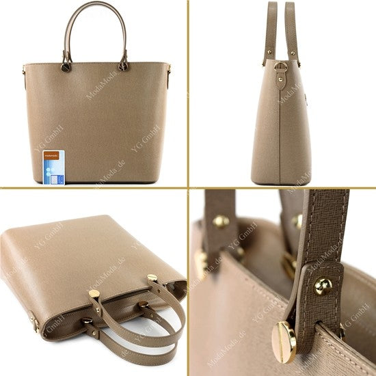 modamoda de - T132 -  ital Damentasche Shopper aus Echtleder