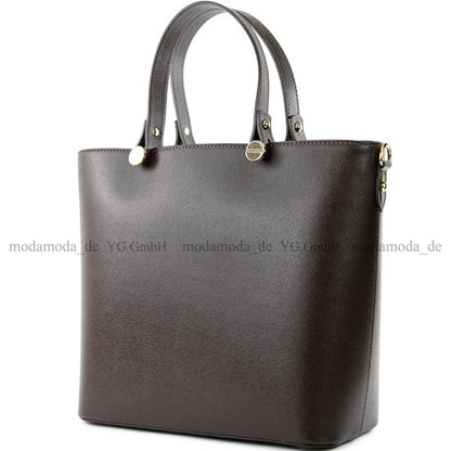modamoda de - T132 -  ital Damentasche Shopper aus Echtleder