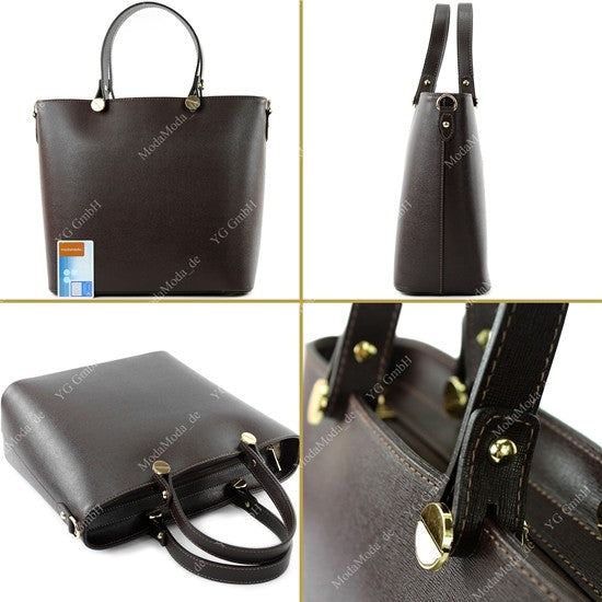 modamoda de - T132 -  ital Damentasche Shopper aus Echtleder