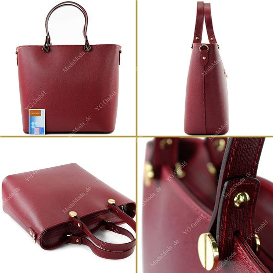 modamoda de - T132 -  ital Damentasche Shopper aus Echtleder