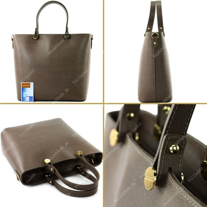 modamoda de - T132 -  ital Damentasche Shopper aus Echtleder