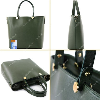 modamoda de - T132 -  ital Damentasche Shopper aus Echtleder