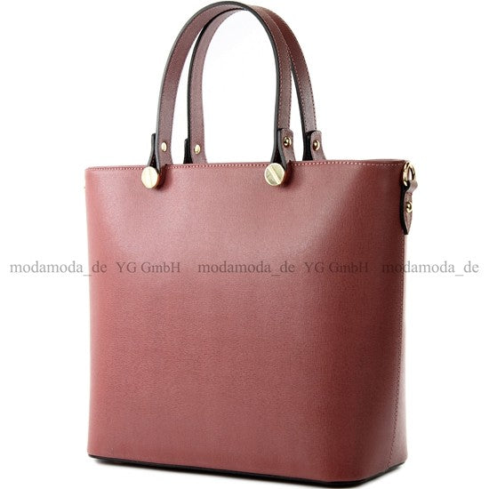 modamoda de - T132 -  ital Damentasche Shopper aus Echtleder