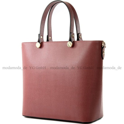 modamoda de - T132 -  ital Damentasche Shopper aus Echtleder